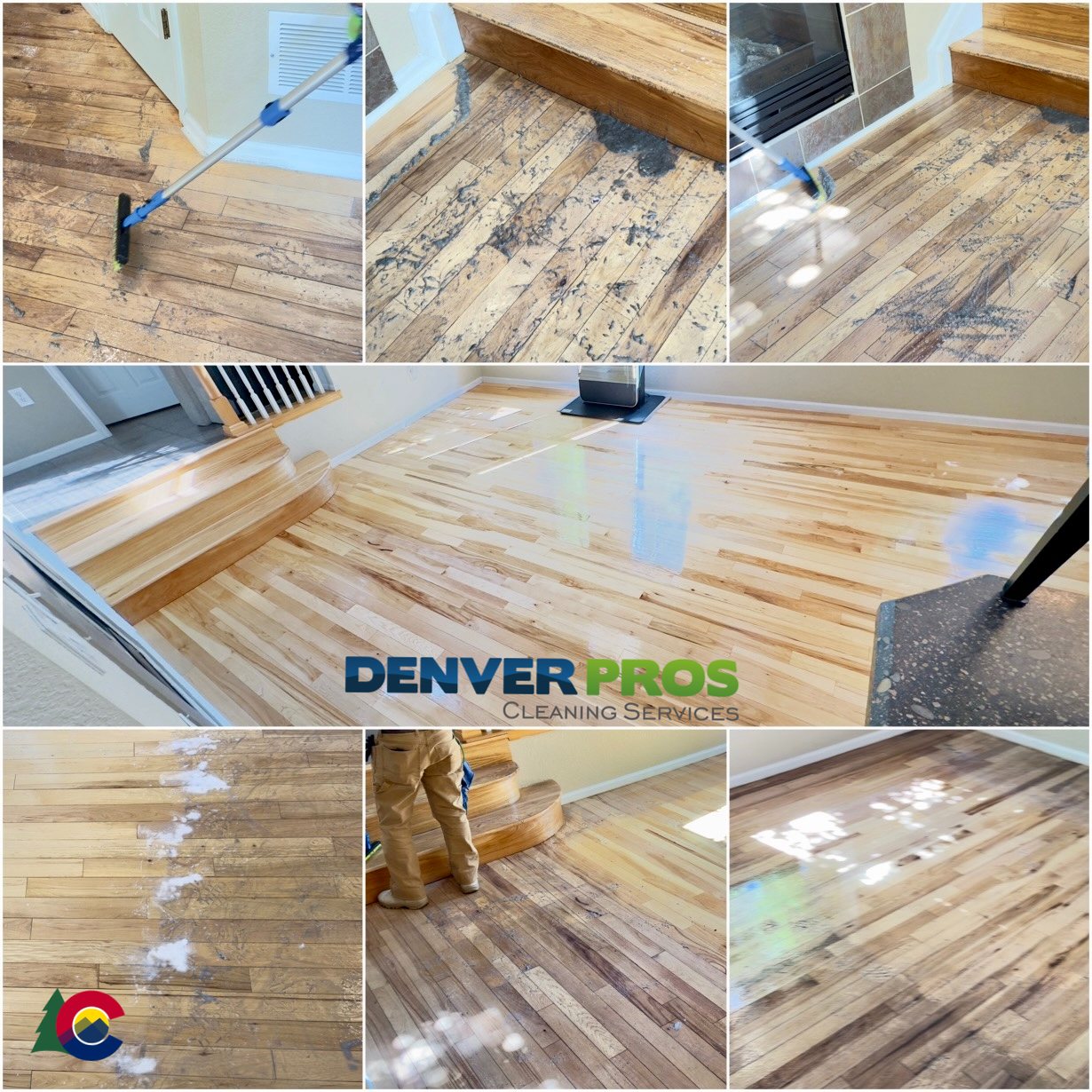 Hardwood floor cleaning process from start to finish by Denver Pros